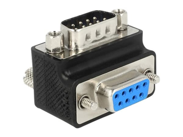 Delock - Seriell adapter - DB-9 (hona) till DB-9 (hane) - 90° kontakt, tumskruvar - svart