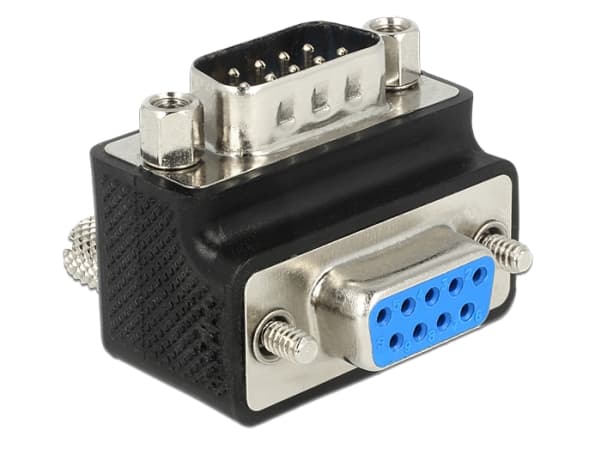 Delock - Seriell adapter - DB-9 (hona) till DB-9 (hane) - 90° kontakt, tumskruvar - svart