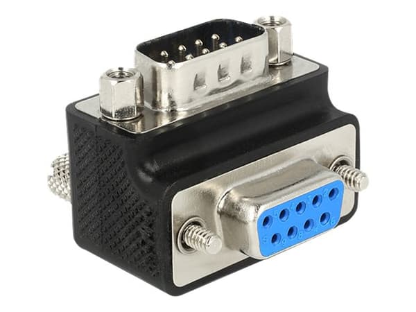 Delock - Seriell adapter - DB-9 (hona) till DB-9 (hane) - 90° kontakt, tumskruvar - svart