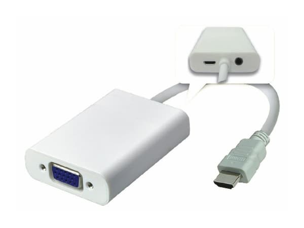 MicroConnect - Videotransformator - HDMI - VGA - hvit