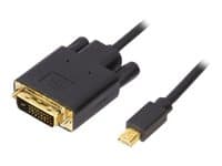 DELTACO DP-DVI202-K - DisplayPort-kabel - Mini DisplayPort (hann) til DVI-D (hann) - 2 m - tommelskruer - svart