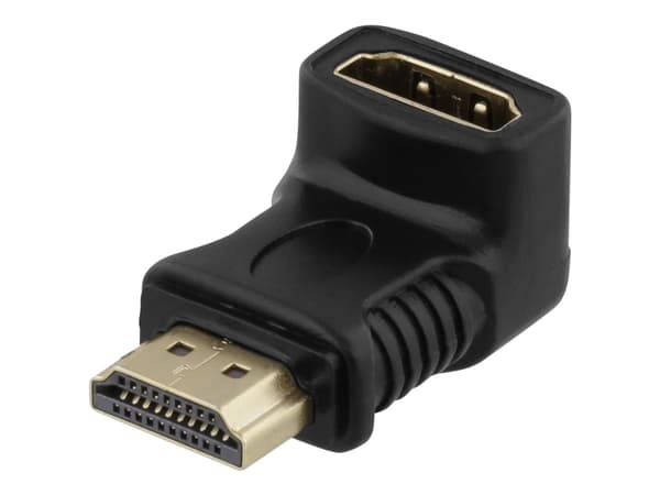 DELTACO HDMI-14G - HDMI-adapter - HDMI hane till HDMI hona - svart - vinklad