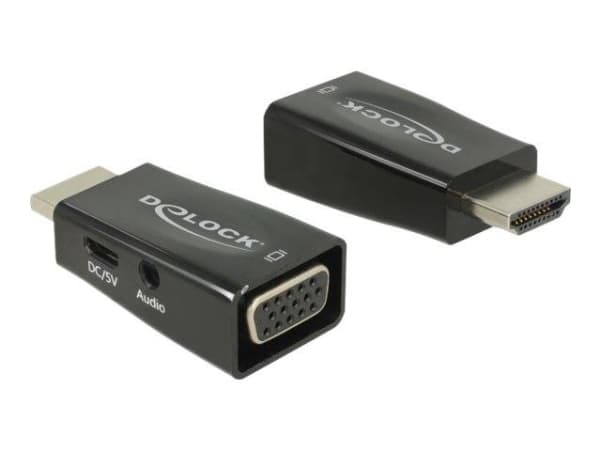 Delock Adapter HDMI-A male > VGA female with Audio - Videokonverter - HDMI - VGA - svart