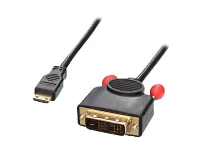 MicroConnect - Adapterkabel - 19 pin mini HDMI Type C hann til DVI-D hann - 1 m - svart - tommelskruer