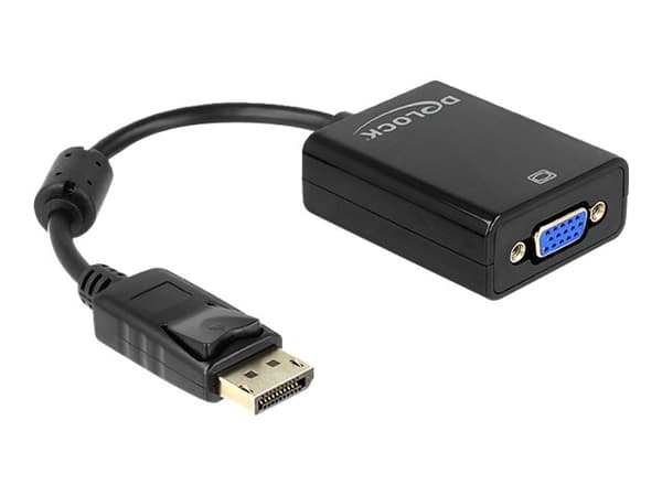 Delock Adapter Displayport male > VGA 15 pin female - VGA-adapter - DisplayPort (hann) til HD-15 (VGA) (hunn) - 12.5 cm