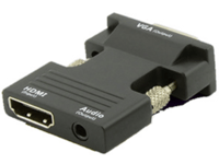 MicroConnect - HDMI adapter - HDMI hun til HD-15 (VGA), stereo mini-jackstik - sort - tommelskruer