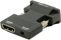 MicroConnect - HDMI adapter - HDMI hun til HD-15 (VGA), stereo mini-jackstik - sort - tommelskruer