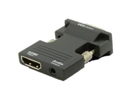 MicroConnect - HDMI adapter - HDMI hun til HD-15 (VGA), stereo mini-jackstik - sort - tommelskruer