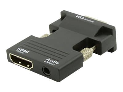 MicroConnect - HDMI adapter - HDMI hun til HD-15 (VGA), stereo mini-jackstik - sort - tommelskruer