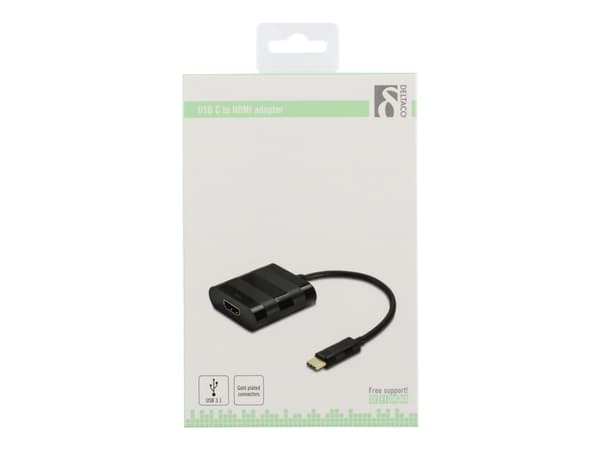 DELTACO USBC-HDMI - Extern videoadapter - USB-C 3.1 - HDMI - svart