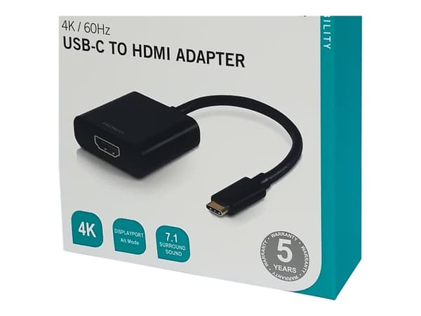 DELTACO USBC-HDMI - Extern videoadapter - USB-C 3.1 - HDMI - svart