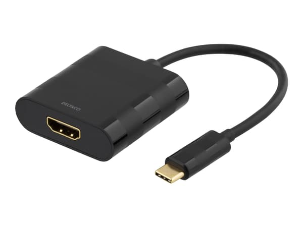DELTACO USBC-HDMI - Extern videoadapter - USB-C 3.1 - HDMI - svart