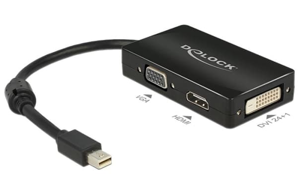 Delock Delock Adapter mini Displayport 1.1 male > VGA / HDMI / DVI female Passive - Videokonverter - DisplayPort - DVI, HDMI, VGA - svart
