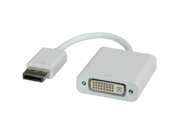 ROLINE DisplayPort-DVI Adapter, 0,15 m, DisplayPort, DVI, Hankoppling, Honkoppling, Vit