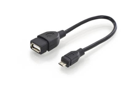 DIGITUS - USB-kaapeli - USB (naaras) - mini-USB tyyppi B (uros) - USB 2.0 OTG - 20 cm - muotoiltu - musta