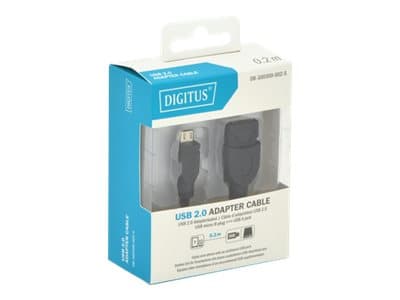 DIGITUS - USB-kaapeli - USB (naaras) - mini-USB tyyppi B (uros) - USB 2.0 OTG - 20 cm - muotoiltu - musta