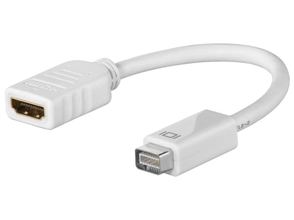 Goobay Mini DVI M - HDMI F, SB, Mini-DVI, HDMI Typ A (Standard), Manlig kontakt, Kvinnlig kontakt, Vit, 1 st