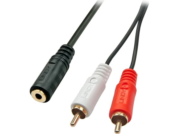 Lindy 35677 lydkabel 0,25 m 2 x RCA 3.5mm Sort, Rød, Hvit