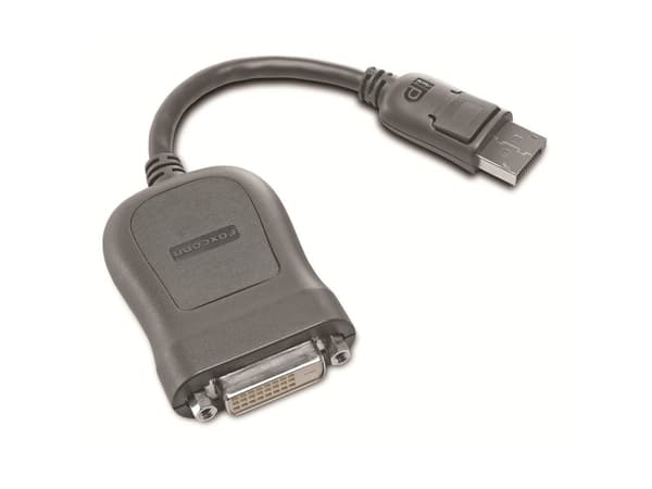 Lenovo - DVI-kabel - enkel länk - DisplayPort (hane) till DVI-D (hona) - 20 cm - grå