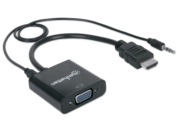 Manhattan 151450, 0,3 m, HDMI + 3,5 mm, VGA (D-Sub), Hanstik, Hunstik, Lige