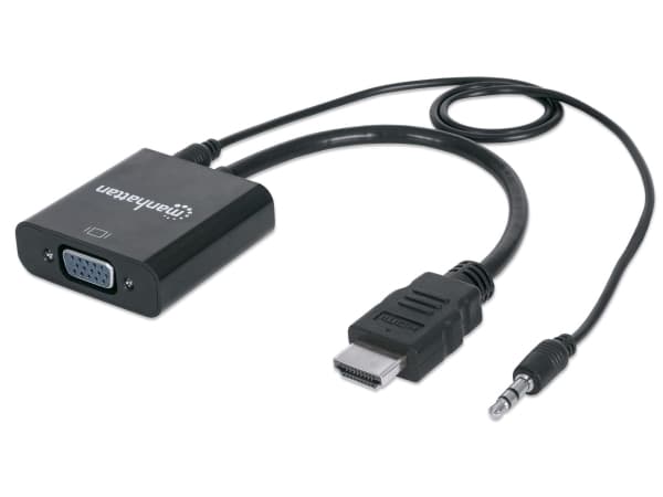 Manhattan 151450, 0,3 m, HDMI + 3,5 mm, VGA (D-Sub), Hanstik, Hunstik, Lige