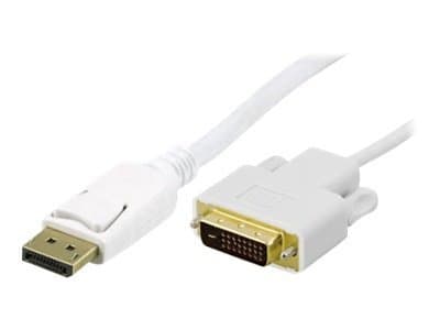 DELTACO - DisplayPort-kabel - enkeltlenke - DisplayPort (hann) til DVI-D (hann) - 2 m - hvit