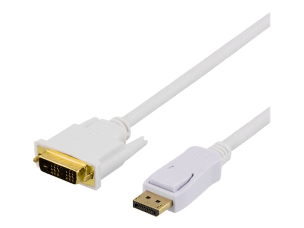 DELTACO - DisplayPort-kabel - enkeltlenke - DisplayPort (hann) til DVI-D (hann) - 2 m - hvit