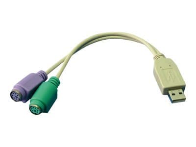 LogiLink Adapter USB - 2x PS/2, 0,2 m, 2x 6-p Mini-DIN, USB A, Hankoppling, Honkoppling, Grå