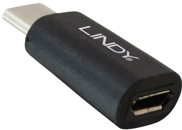 Lindy 41896 kabelomvandlare (hane/hona) USB-C Micro-B Svart