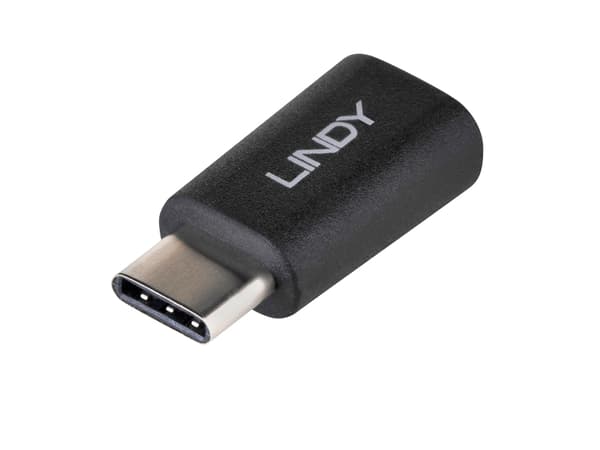 Lindy 41896 kabelomvandlare (hane/hona) USB-C Micro-B Svart
