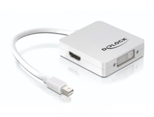 Delock - Videokort - dubbel länk - Mini DisplayPort hane till DVI-D, HDMI, DisplayPort hona - 16 cm - vit