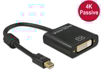 Delock - Videokort - enkel länk - Mini DisplayPort (hane) till DVI-I (hona) - DisplayPort 1.2 - 20 cm - tumskruvar, stöd för 4K - svart