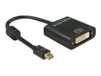 Delock - Videokort - enkel länk - Mini DisplayPort (hane) till DVI-I (hona) - DisplayPort 1.2 - 20 cm - tumskruvar, stöd för 4K - svart