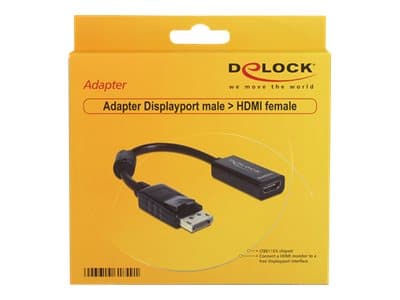 Delock Adapter Displayport male > HDMI female - Video adapter - DisplayPort hann til HDMI hunn - 12.5 cm
