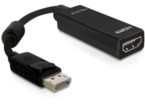 Delock Adapter Displayport male > HDMI female - Video adapter - DisplayPort hann til HDMI hunn - 12.5 cm
