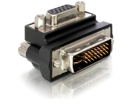 Delock - VGA-adapter - HD-15 (VGA) (hunn) til DVI-I (hann) - 90°-kontakt