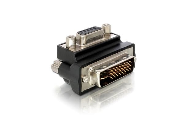 Delock - VGA-adapter - HD-15 (VGA) (hunn) til DVI-I (hann) - 90°-kontakt