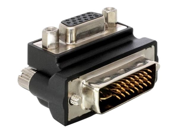 Delock - VGA-adapter - HD-15 (VGA) (hunn) til DVI-I (hann) - 90°-kontakt