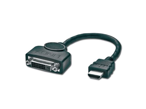 Lindy 41227, 0,2 m, DVI-D, HDMI, Hunstik - Hanstik, Sort