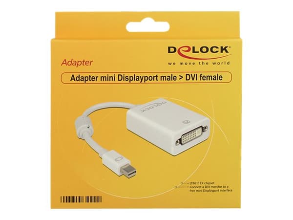 DeLOCK Adapter mini Displayport / DVI FM, 0,18 m, Mini DisplayPort, DVI, Uros, Naaras, Valkoinen