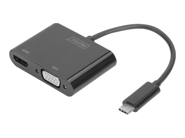 DIGITUS - Extern videoadapter - USB-C 3.1 - HDMI, VGA - svart Svart