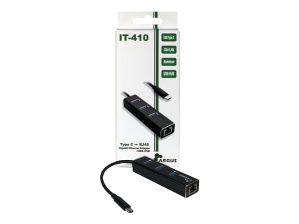 Argus IT-410 - Hubb - 3 x SuperSpeed USB 3.0 + 1 x 10/100/1000 - skrivbordsmodell