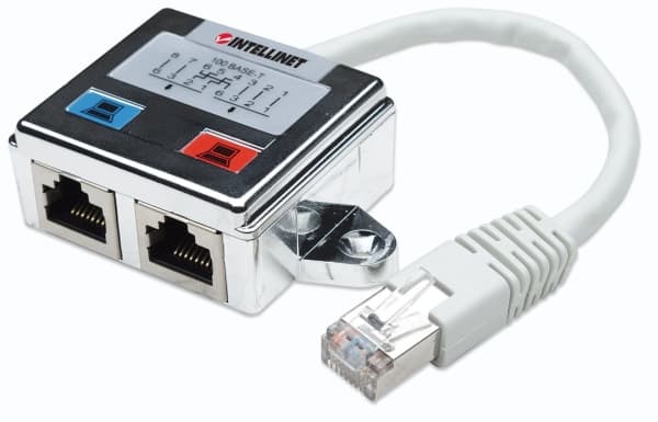 Intellinet 504195, 2 x RJ45, RJ45, Silver, Vit