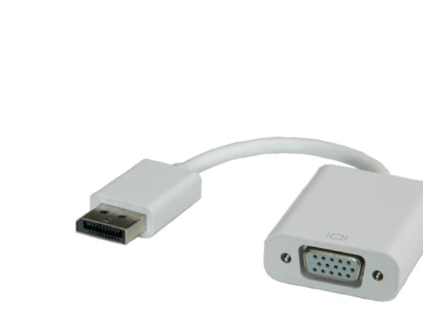 ROLINE DisplayPort-VGA Adapter, M/F, VGA (D-Sub), DisplayPort, Hankjønn, Hunkjønn, Hvit, 150 mm