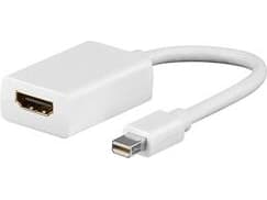 Goobay Mini DP / HDMI-adapter, Mini DisplayPort, HDMI typ A (standard), manlig kontakt, kvinnlig kontakt, vit