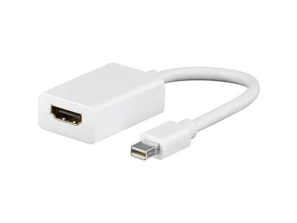 Goobay Mini DP / HDMI-adapter, Mini DisplayPort, HDMI typ A (standard), manlig kontakt, kvinnlig kontakt, vit