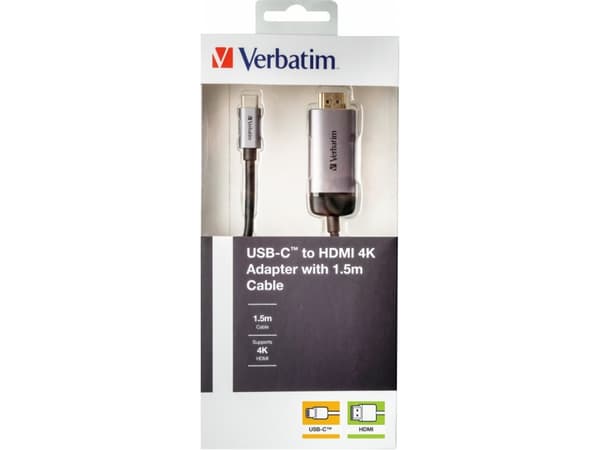 Verbatim - Kabel för video / ljud - 24 pin USB-C hane till HDMI hane - 1.5 m - stöd för 4K