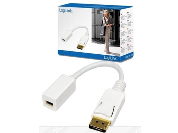 LogiLink Adapter DisplayPort / Mini DisplayPort, DisplayPort, Mini DisplayPort, Uros, Naaras, Valkoinen