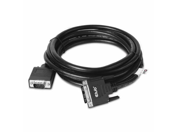 Club 3D - Adapterkabel - DVI-A (hann) til HD-15 (VGA) (hann) - 3 m - tommelskruer, gullglitterkontakter