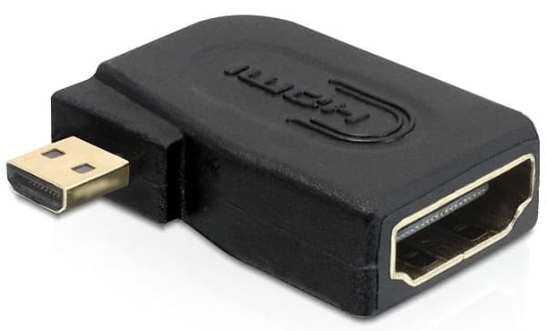 Delock High Speed HDMI with Ethernet - HDMI-adapter - 19 pin micro HDMI Type D hann til HDMI hunn - 90°-kontakt